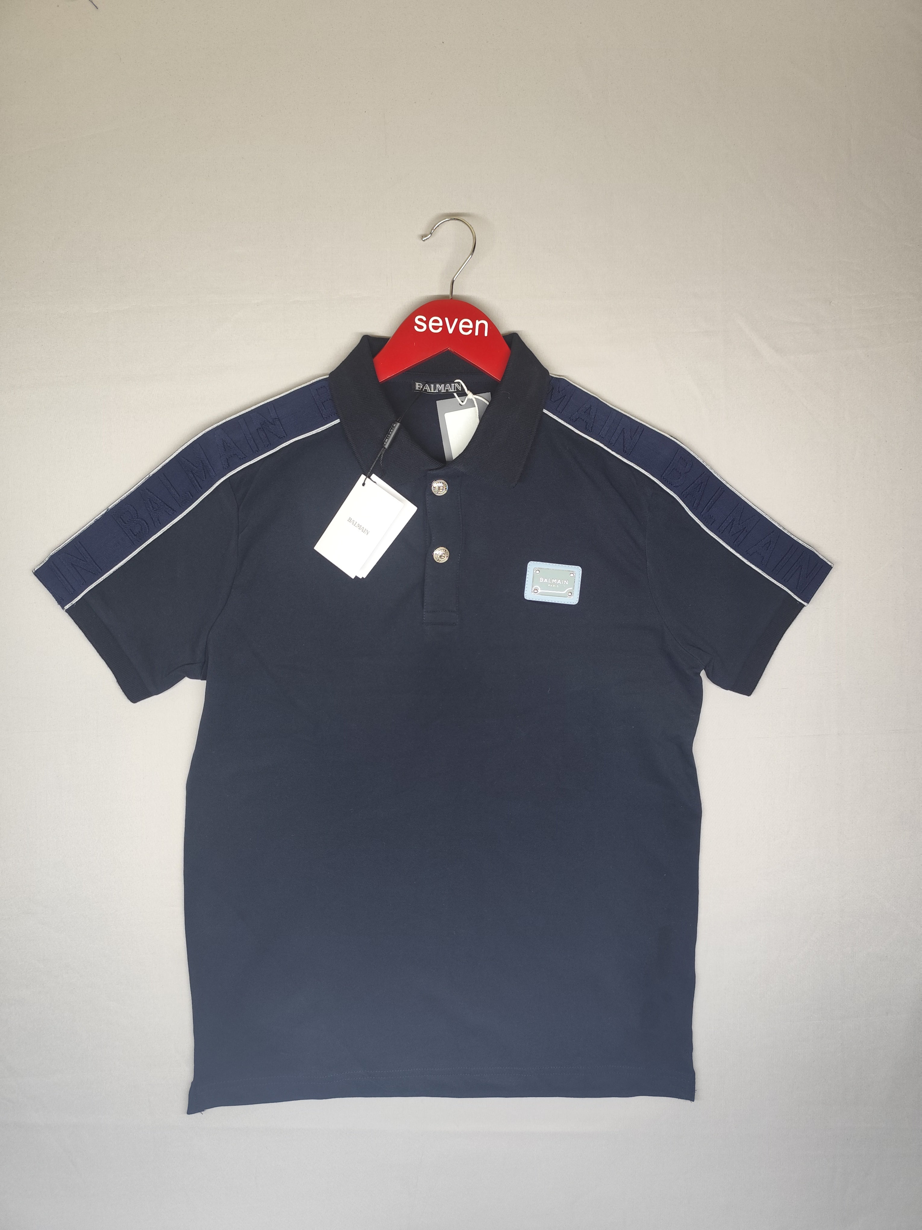 BALMAIN-POLO T SHIRT-NAVY-1169-