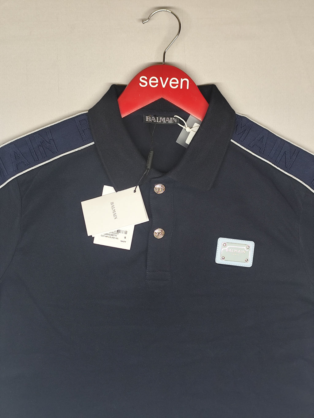BALMAIN-POLO T SHIRT-NAVY-1169-