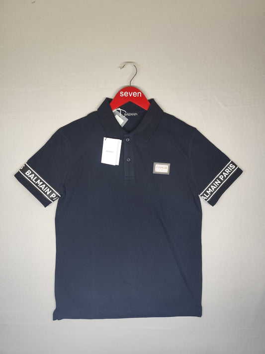 BALMAIN-POLO T SHIRT-NAVY-1179-