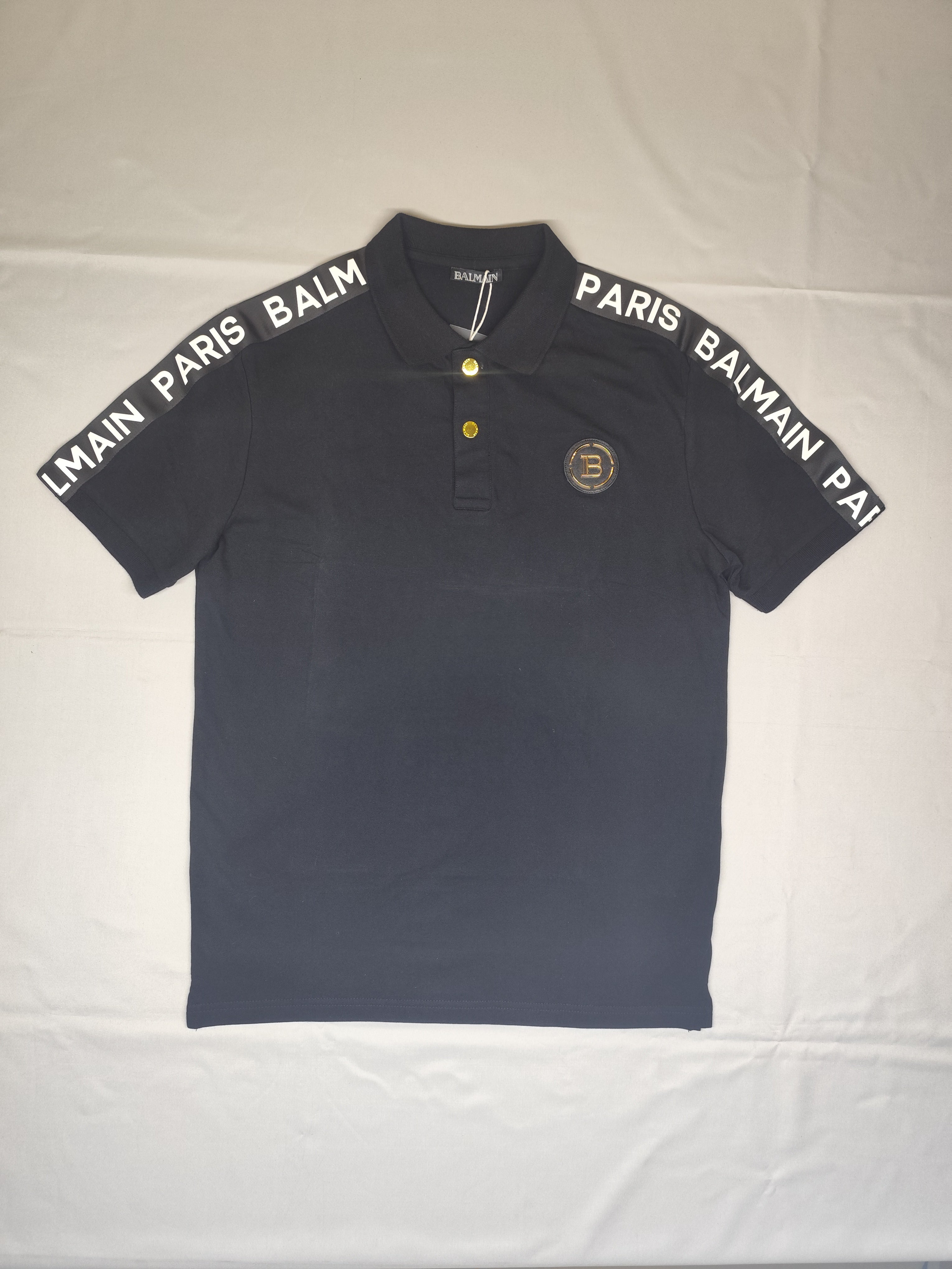 BALMAIN-POLO T SHIRT-BLACK-1382-