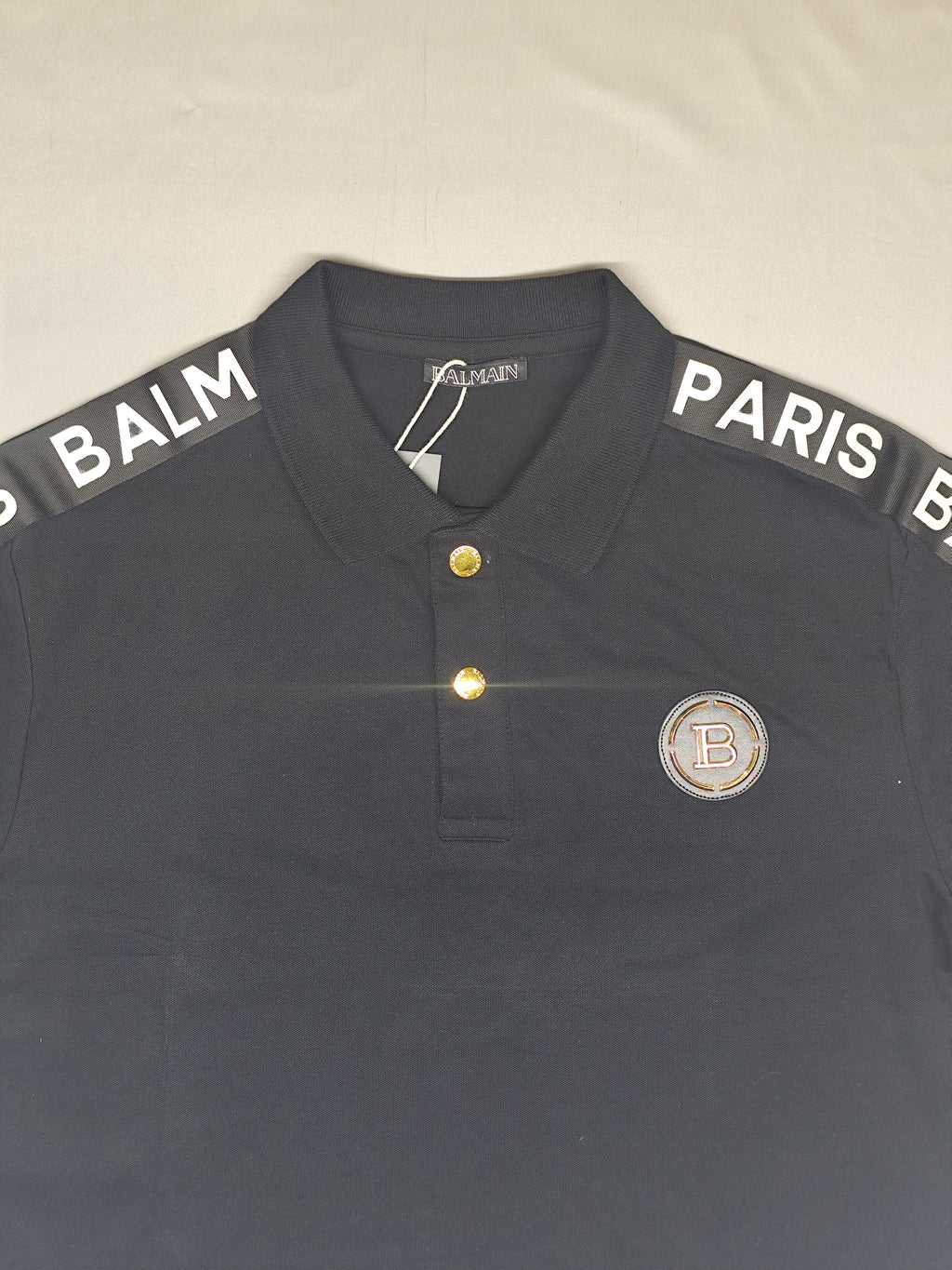 BALMAIN-POLO T SHIRT-BLACK-1382-